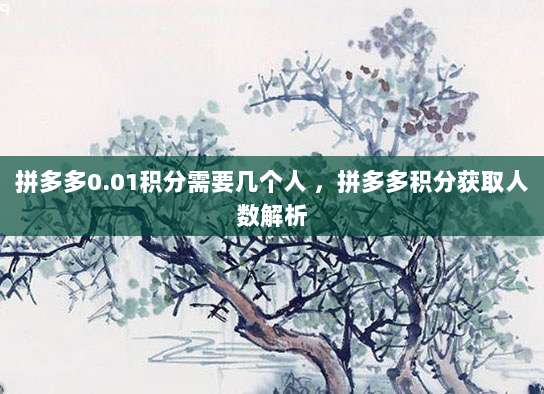 拼多多0.01积分需要几个人 ，拼多多积分获取人数解析