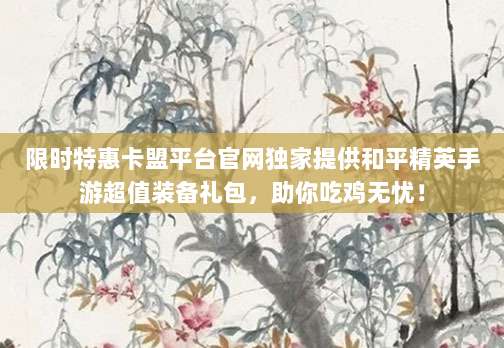 限时特惠卡盟平台官网独家提供和平精英手游超值装备礼包，助你吃鸡无忧！