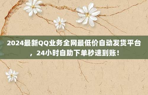 2024最新QQ业务全网最低价自动发货平台，24小时自助下单秒速到账！