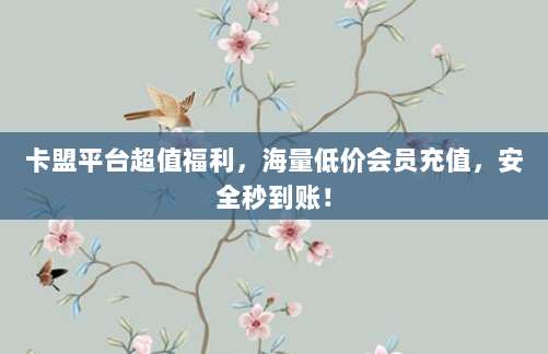 卡盟平台超值福利，海量低价会员充值，安全秒到账！