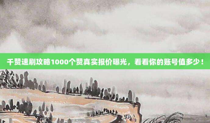 千赞速刷攻略1000个赞真实报价曝光,看看你的账号值多少!