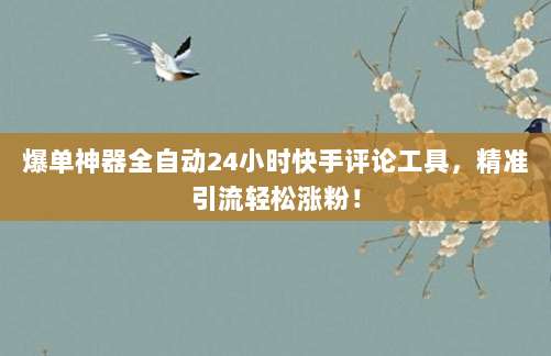 爆单神器全自动24小时快手评论工具，精准引流轻松涨粉！