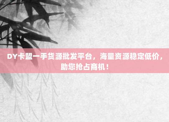 DY卡盟一手货源批发平台，海量资源稳定低价，助您抢占商机！